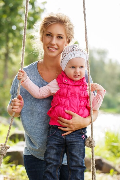 Beautiful mother with daughter