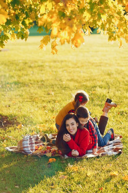 Beautiful mother with little kids