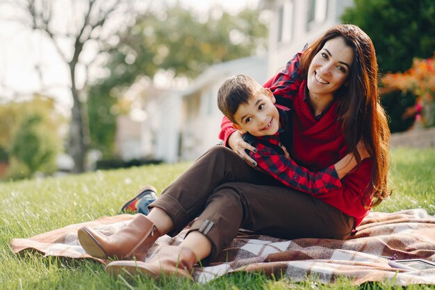 Beautiful mother with little son