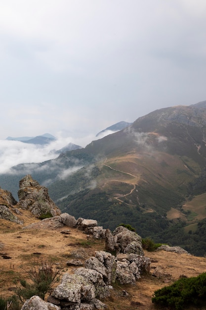 Beautiful mountain view with cloudy sky