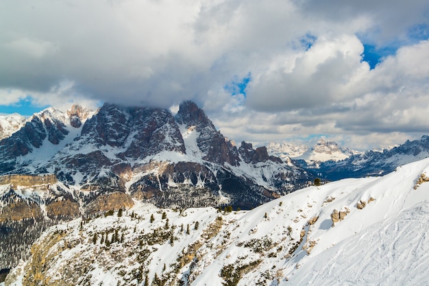 Beautiful mountains in the Alps under the cloudy sky - great for wallpapers