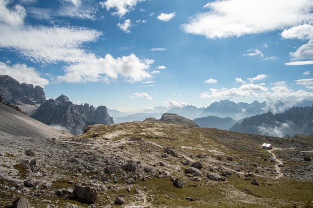 Beautiful mountains and blue sky with white clouds