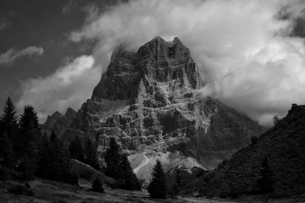 Beautiful mountains and hills shot in black and white