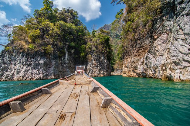 Beautiful mountains in Ratchaprapha Dam at Khao Sok National Park, Surat Thani Province, Thailand