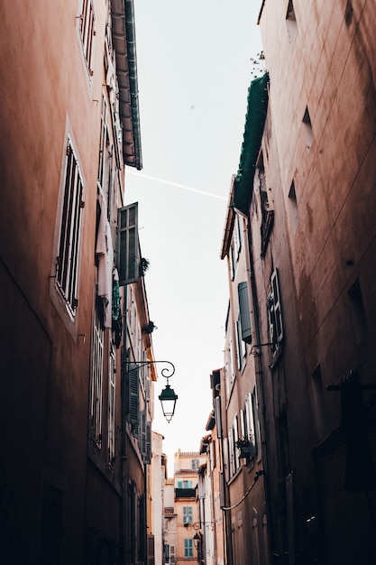 Beautiful narrow alleyway in an old suburban city