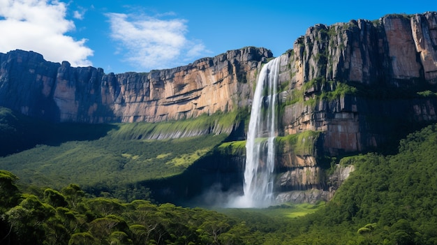 Free photo beautiful natural waterfall landscape