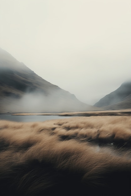 Beautiful nature landscape with mountains and lake