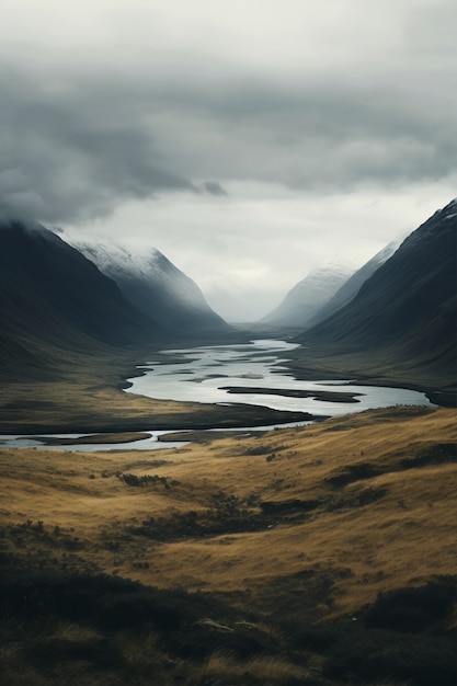 Beautiful nature landscape with river and vegetation