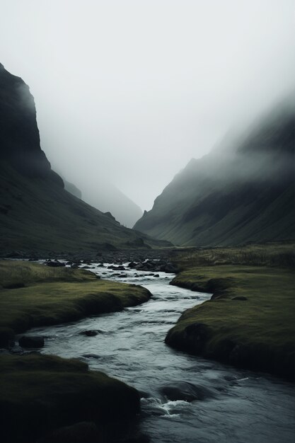 Beautiful nature landscape with river and vegetation