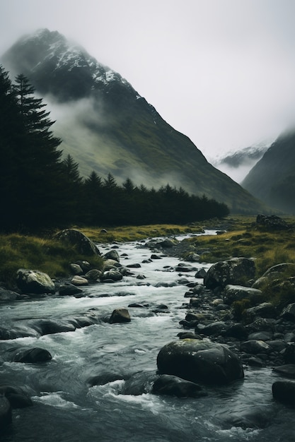 Free Photo beautiful nature landscape with river and vegetation