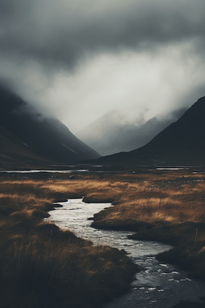 Beautiful nature landscape with river and vegetation