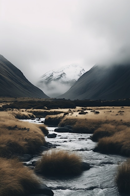 Beautiful nature landscape with river and vegetation