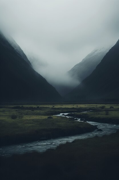 Beautiful nature landscape with river and vegetation