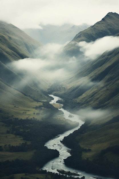 Beautiful nature landscape with river and vegetation