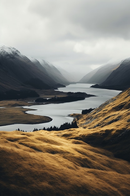 Beautiful nature landscape with river and vegetation