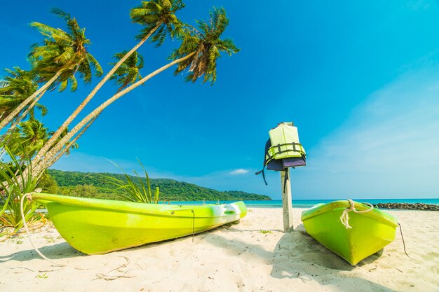 Beautiful nature tropical beach and sea with coconut palm tree on paradise island