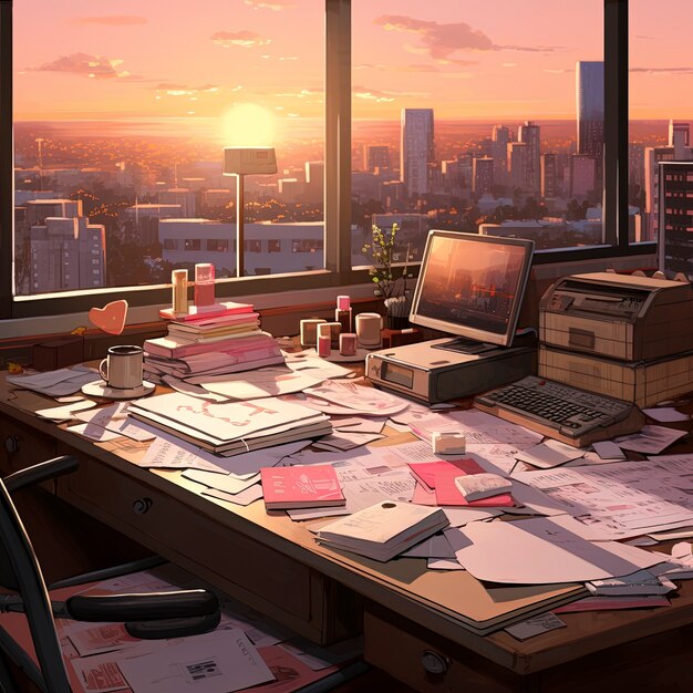 Beautiful office space in cartoon style