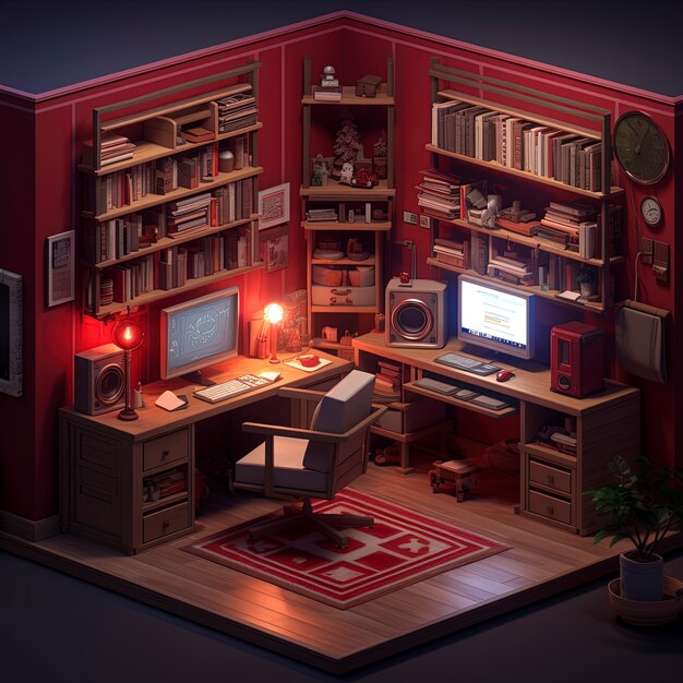 Beautiful office space in cartoon style