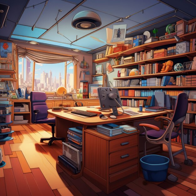 Beautiful office space in cartoon style