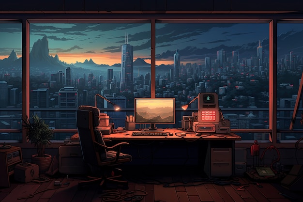 Beautiful office space in cartoon style