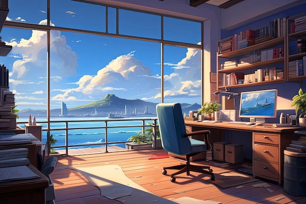 Beautiful office space in cartoon style