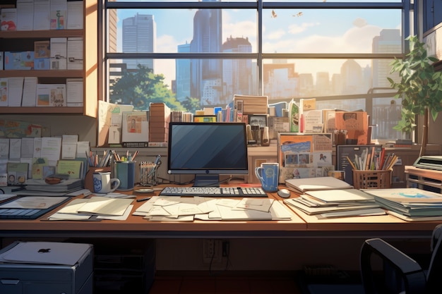 Beautiful office space in cartoon style