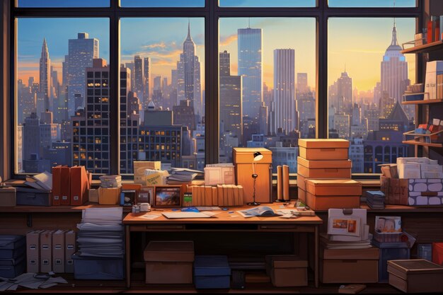 Beautiful office space in cartoon style