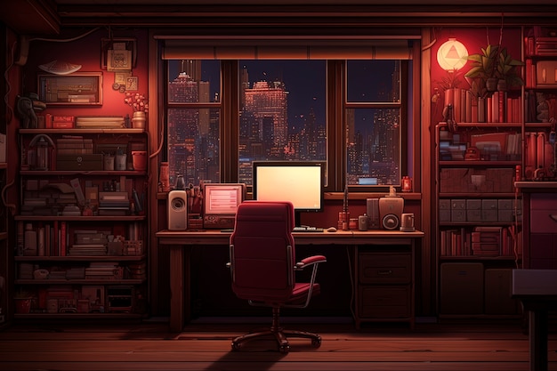 Beautiful office space in cartoon style