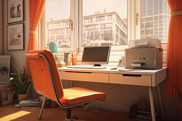 Free photo beautiful office space in cartoon style