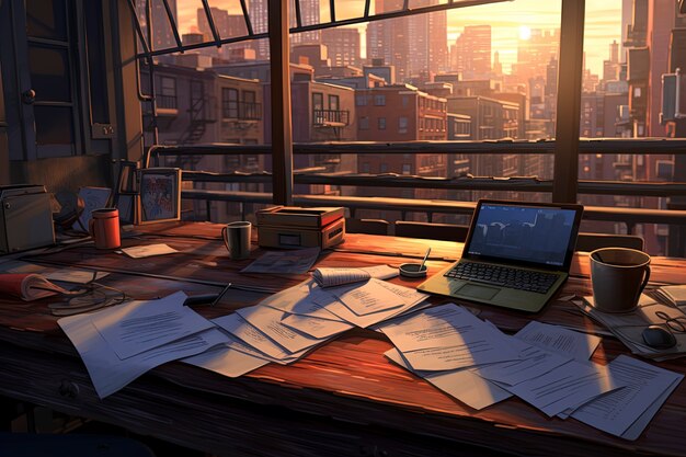 Beautiful office space in cartoon style