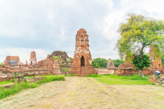 Free photo beautiful old architecture historic of ayutthaya in thailand