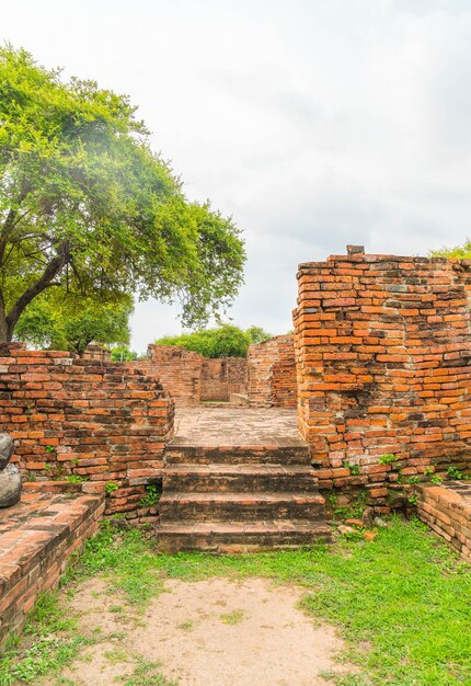 beautiful old architecture historic of Ayutthaya in Thailand