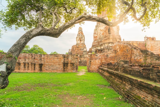 beautiful old architecture historic of Ayutthaya in Thailand