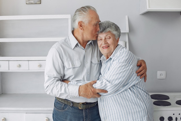 Beautiful old couple spent time together at home