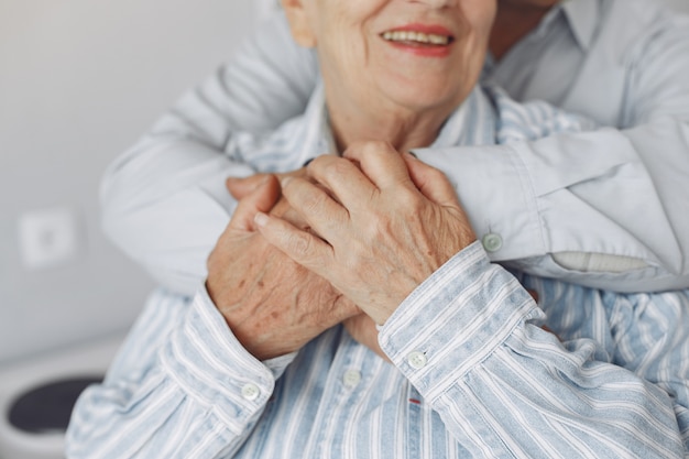 Beautiful old couple spent time together at home