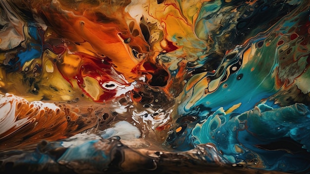 Free photo beautiful painted oil in multicolored tones conceptual abstract closeup of a painting by benerative ai