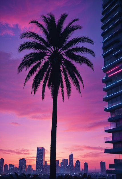 Free Photo beautiful palm tree in vivid colors