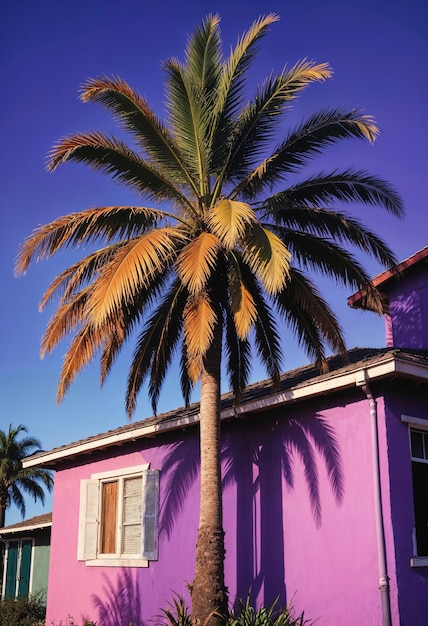 Free Photo beautiful palm tree in vivid colors