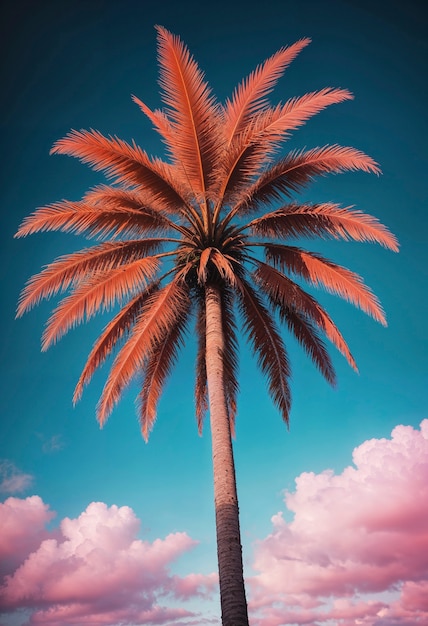 Free photo beautiful palm tree in vivid colors