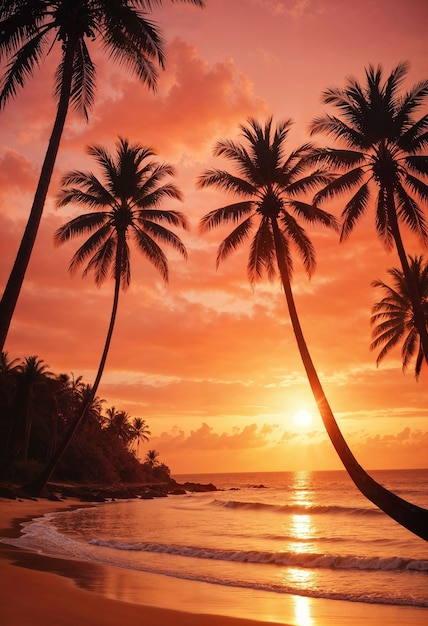 Free photo beautiful palm tree in vivid colors