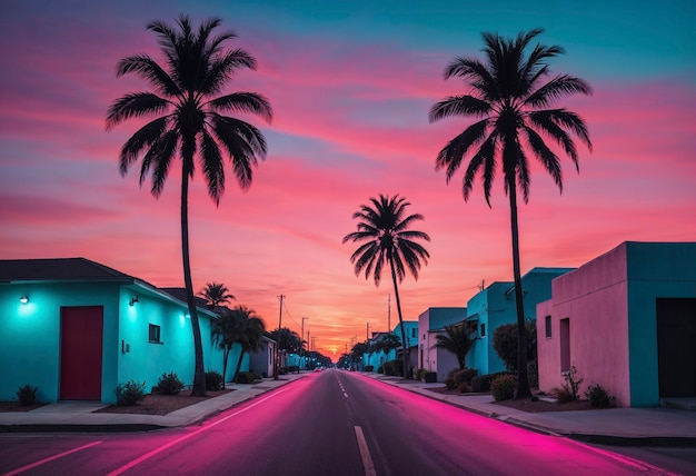 Free Photo beautiful palm tree in vivid colors