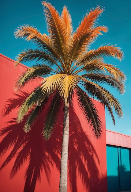 Free Photo beautiful palm tree in vivid colors