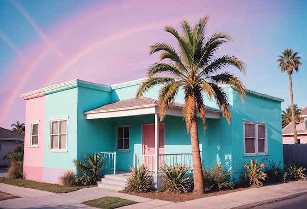 Free Photo beautiful palm tree in vivid colors