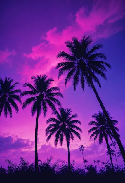 Beautiful palm tree in vivid colors