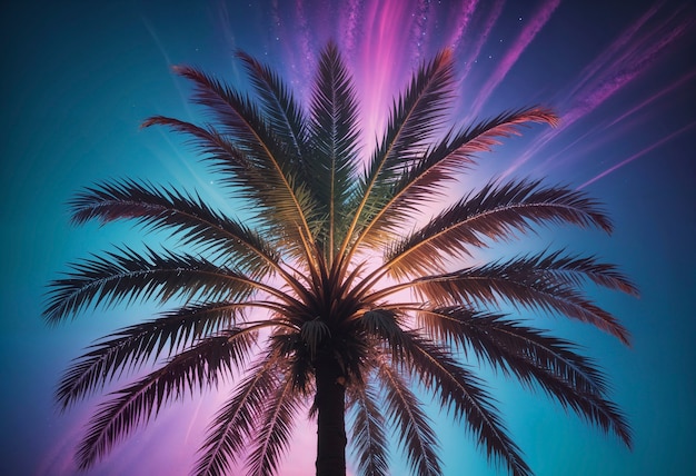 Beautiful palm tree in vivid colors