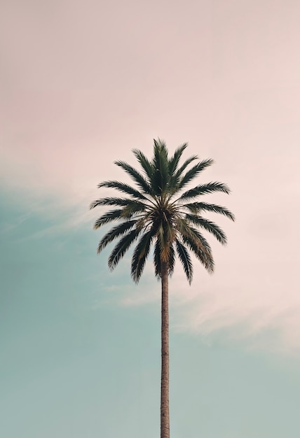 Beautiful palm tree in vivid colors