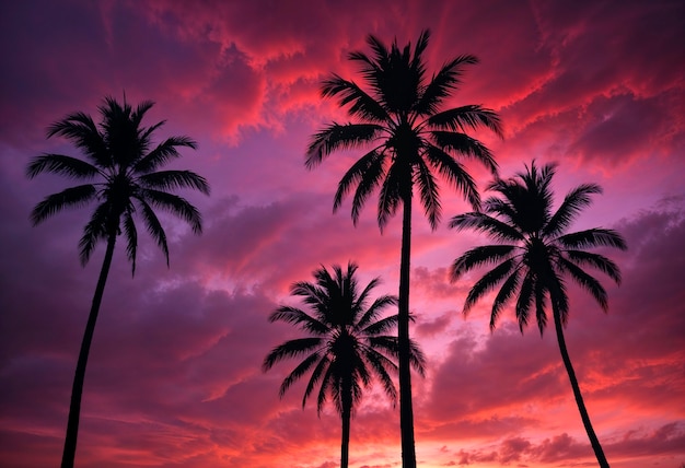 Free photo beautiful palm tree in vivid colors