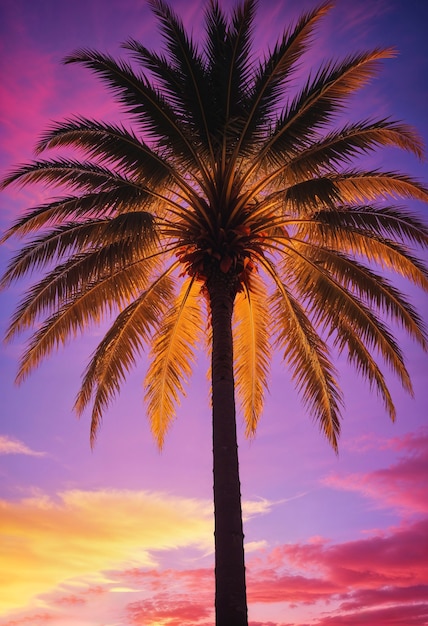 Beautiful palm tree in vivid colors