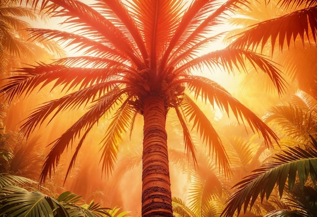 Beautiful palm tree in vivid colors