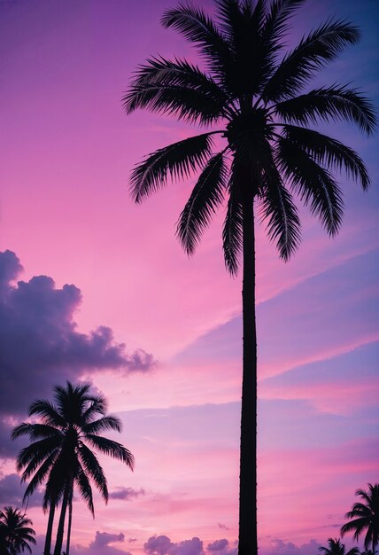 Beautiful palm tree in vivid colors